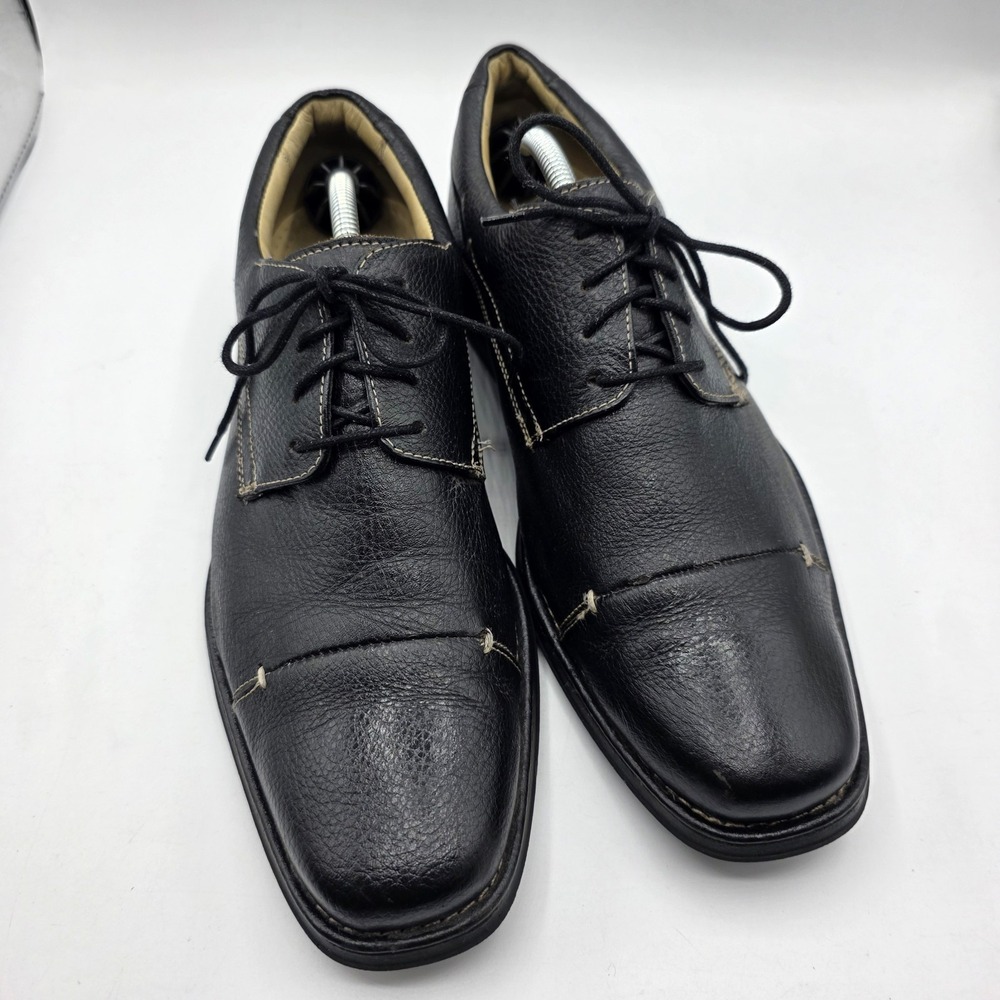 Belvedere Dress Shoes Mens 8.5 D Black Leather Florence Oxford Pebbled‎ Cap Toe